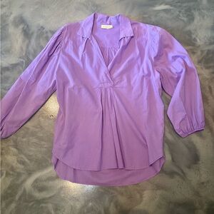 Stark X cotton blouse Med purple, lilac cotton summer top 3/4 sleeve
